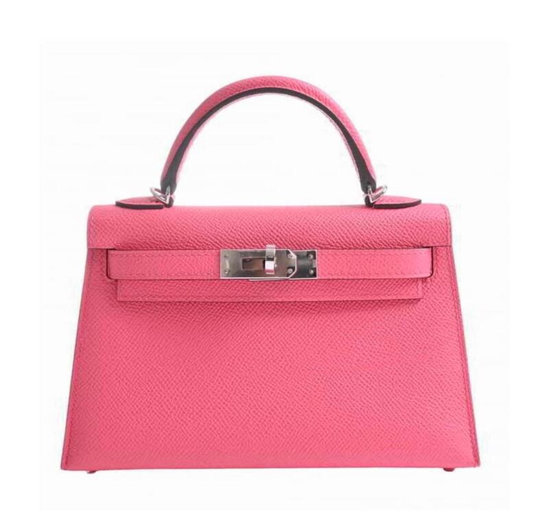 Hermès Mini Kelly 20 Epsom Rose Azalee with Palladium Hardware