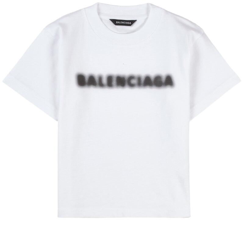 Balenciaga White Blurry Logo T-Shirt