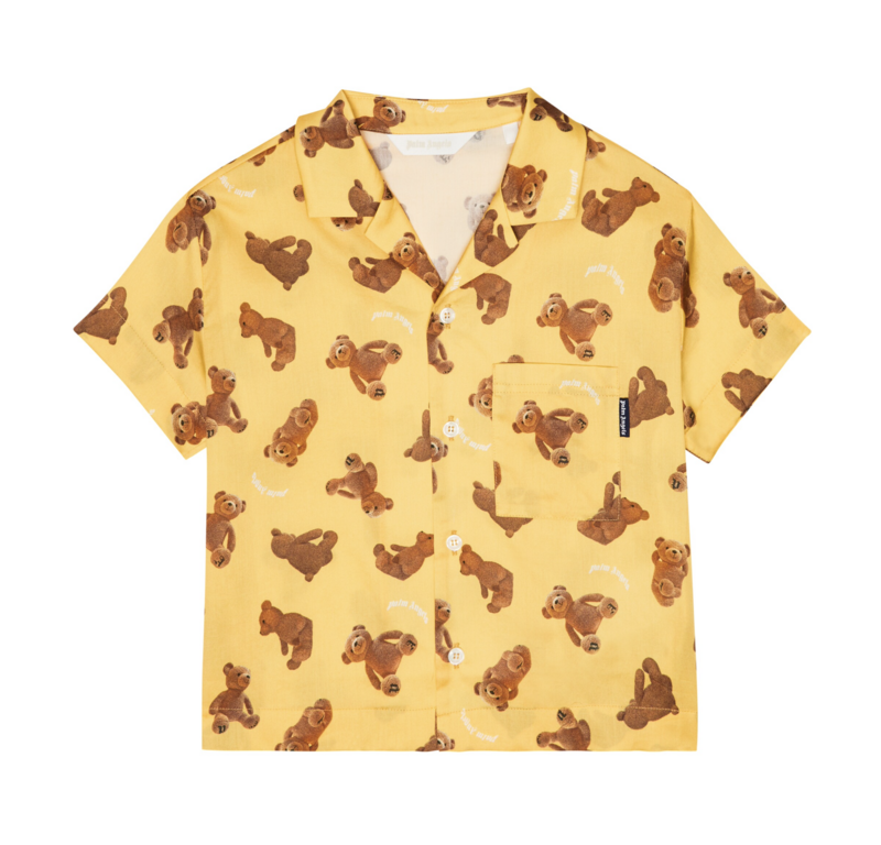 Palm Angels Kids Printed Cotton Bowling Shirt