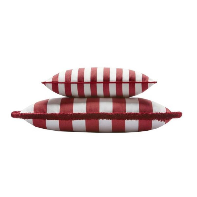 Lo Decor Pillow Red With Fringes And Piping Set of 2