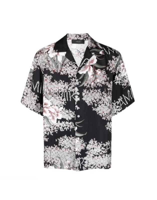 Amiri Silk Hibiscus Tiki Bowling Shirt