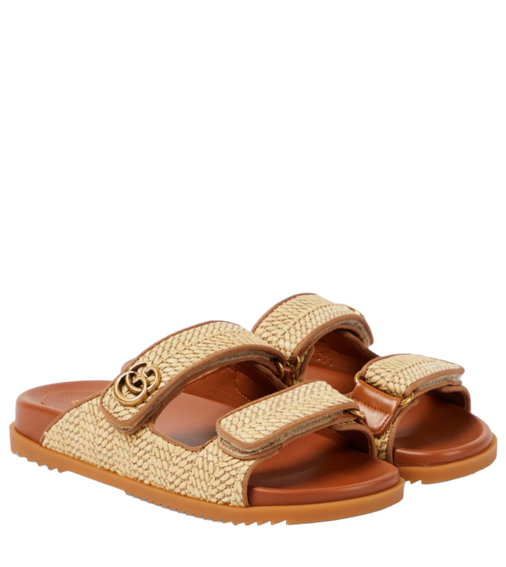 Gucci Double G raffia-effect sandals