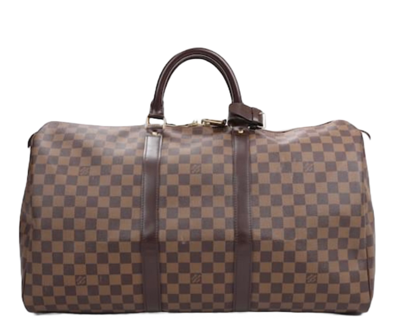 Louis Vuitton Keepall 50 Damier Ebene Boston Bag in Brown PVC Leather