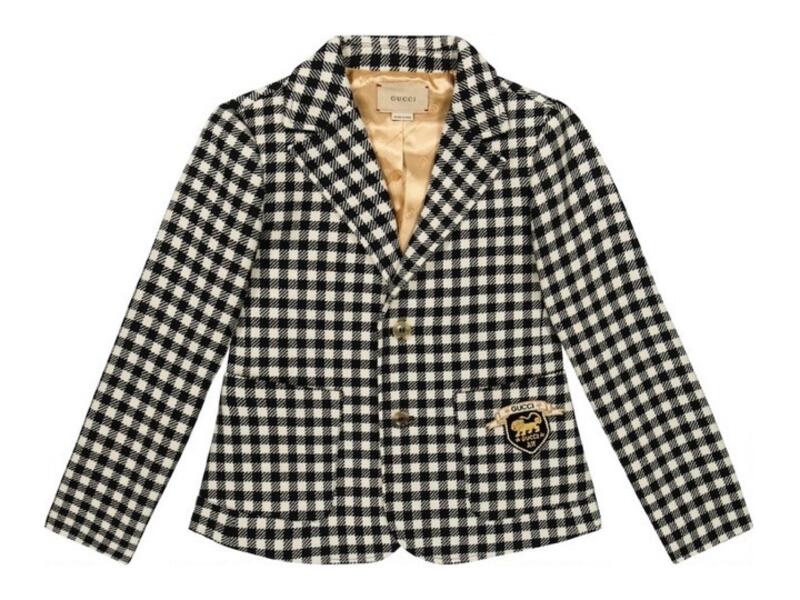 Gucci Children Gingham Checked Wool Blazer