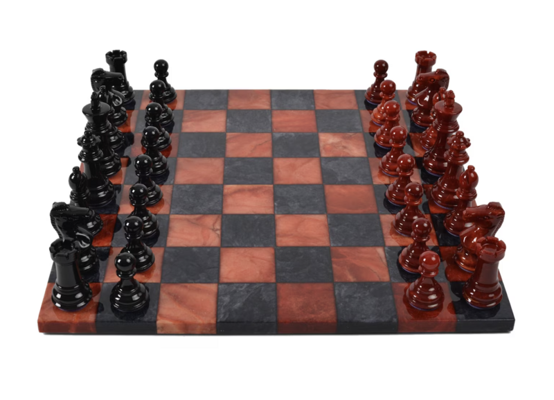 Purling Stone Chess Set Red & Black