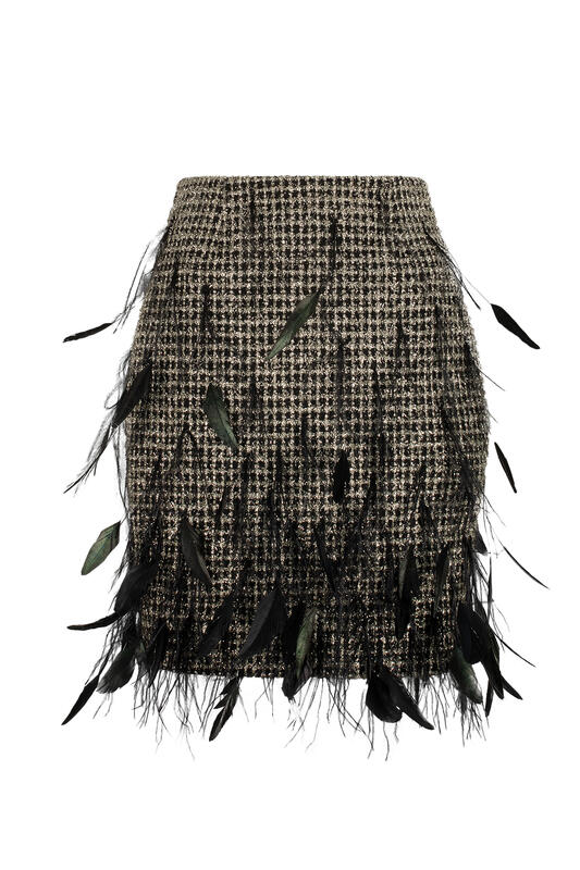 Azzalia Black Tweed With Metallic Threads Skirt