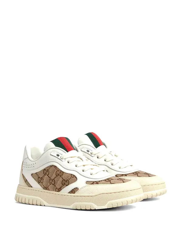 Gucci Children's Re-Web trainer in White Beige Leather