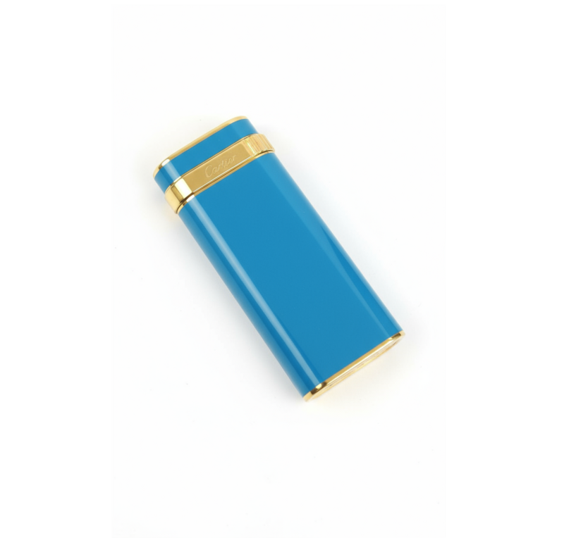 Cartier Vintage Lighter Must de Cartier (Blue Lacquer with Gold Accents)