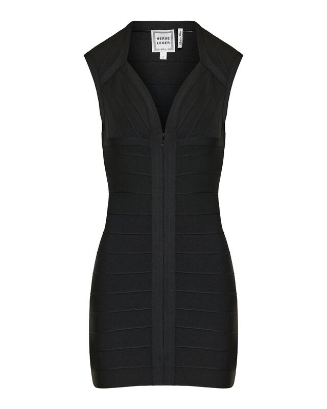 Herve Leger Zip- Front Bandage Dress in Black