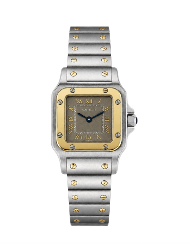 Cartier Santos Galbée Gold Dial Steel And Gold Quartz Watch