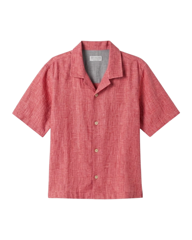 Brunello Cucinelli Kids Linen shirt in red